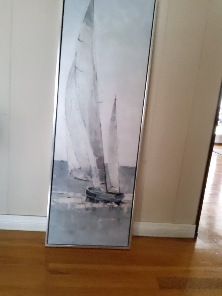 Sail Boat Scene On Canvas