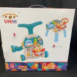 NIB, Firm, UNIH Baby Sit to Stand Learning Walkers & Activity Table, Blue