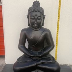 Large 32” Black Sitting Buddha Statue – Indoor/Outdoor