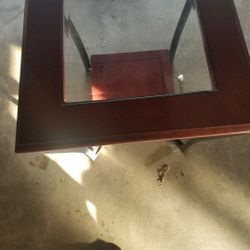 Two Red Wood End tables