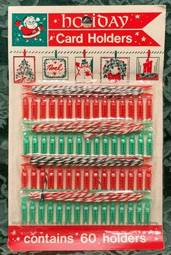 Vintage Christmas Holiday Card Holders miniature plastic clips mid century