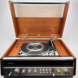 Vintage Sony Stereo Music System Model HP-610A Dark Walnut Wood Turntable Record