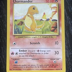 1999 Pokemon Card Original BASE SET CHARMANDER