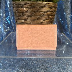 CHANEL Pink Caviar 6 Ring Keyholder Wallet