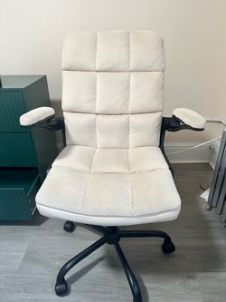 White Fabric High-Back Office Chair