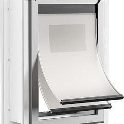 Cat Door for Wall, Energy Efficient Pet Door with Steel Frame, Telescoping Tunnel, Double Magnetic Flaps and Two Sliding Lock Panels, Easy to Install,