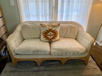 Vintage Bamboo Rattan Cream Couch