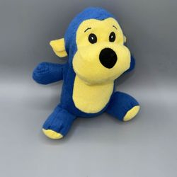 VERY RARE Vintage World Plush Blue & Yellow Monkey Lovey 8" Stuffed Animal Toy