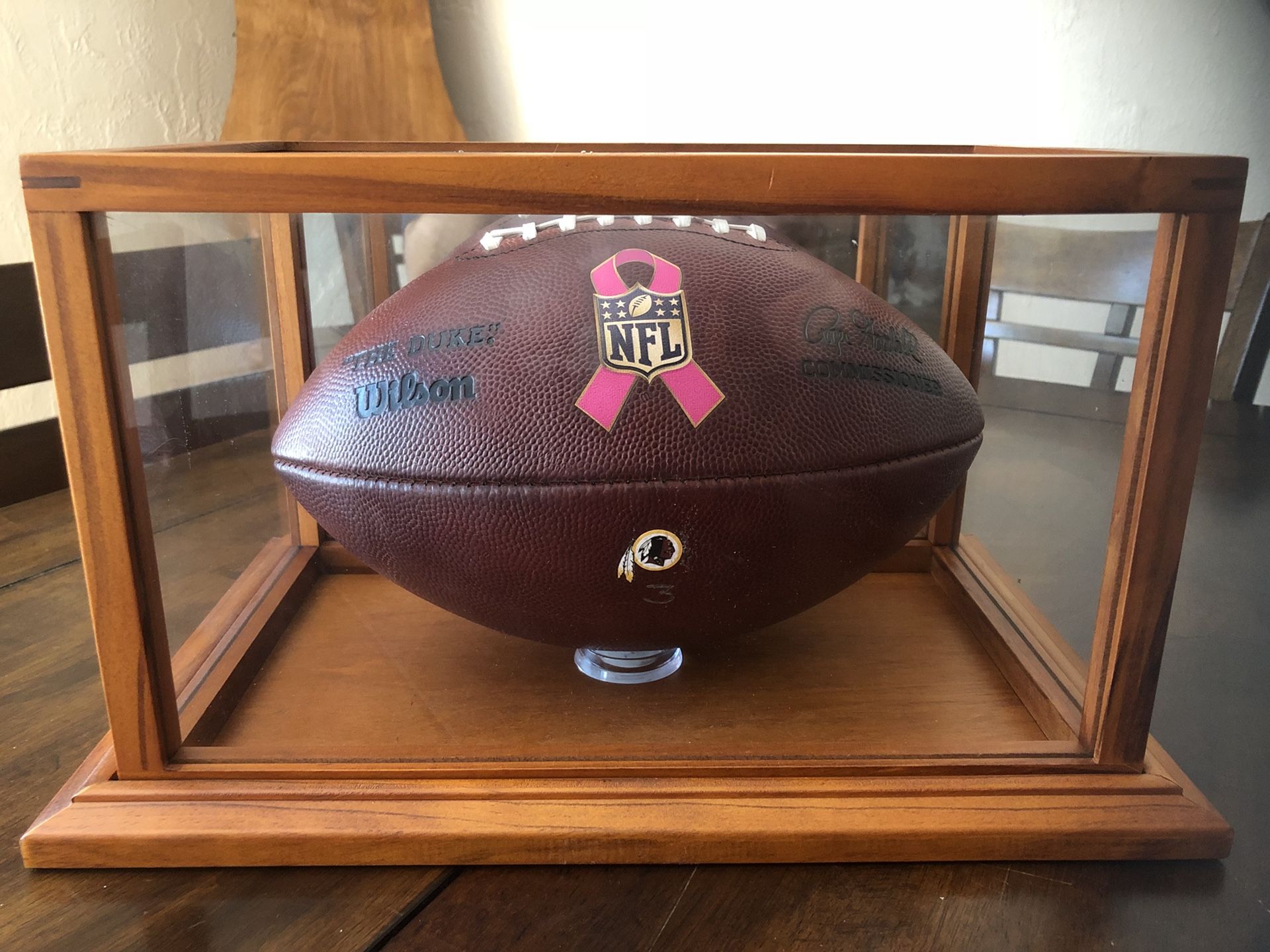 Brown Football Display Case with Mirrored Back by Studio Décor