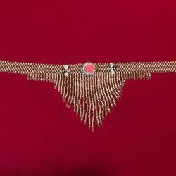 Fringed Beaded Choker Gold Color