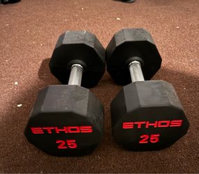 Ethos 25 lb Rubber Hex Dumbbells Pair