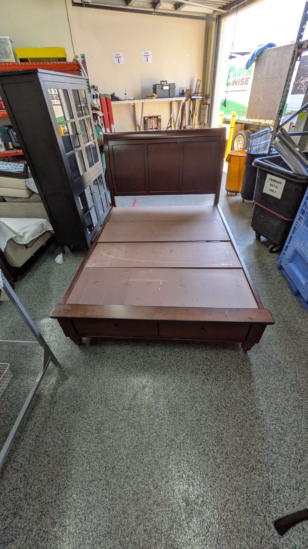 Aspen Home Queen bed frame w/ built in drawers