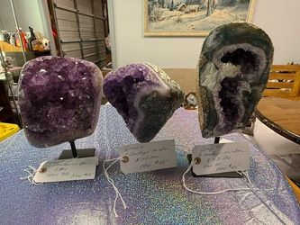 New,, Choice of Three Amethyst Geodes on Iron, , Group 4