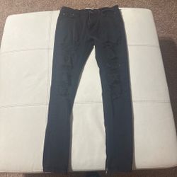 Black Distressed Skinny Jeans with Ankle Zippers