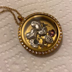 BRAND NEW / CHARMING CHARLEY'S Personalized Long Locket ; Gold