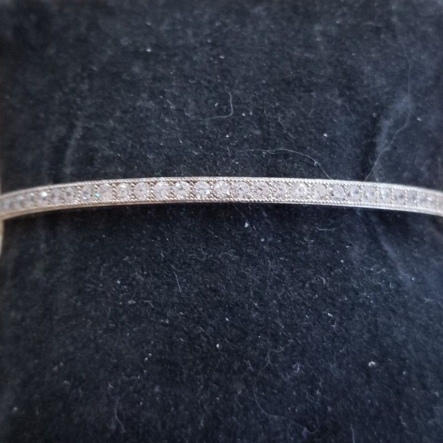 Sterling Silver and Cz Bangle Bracelet