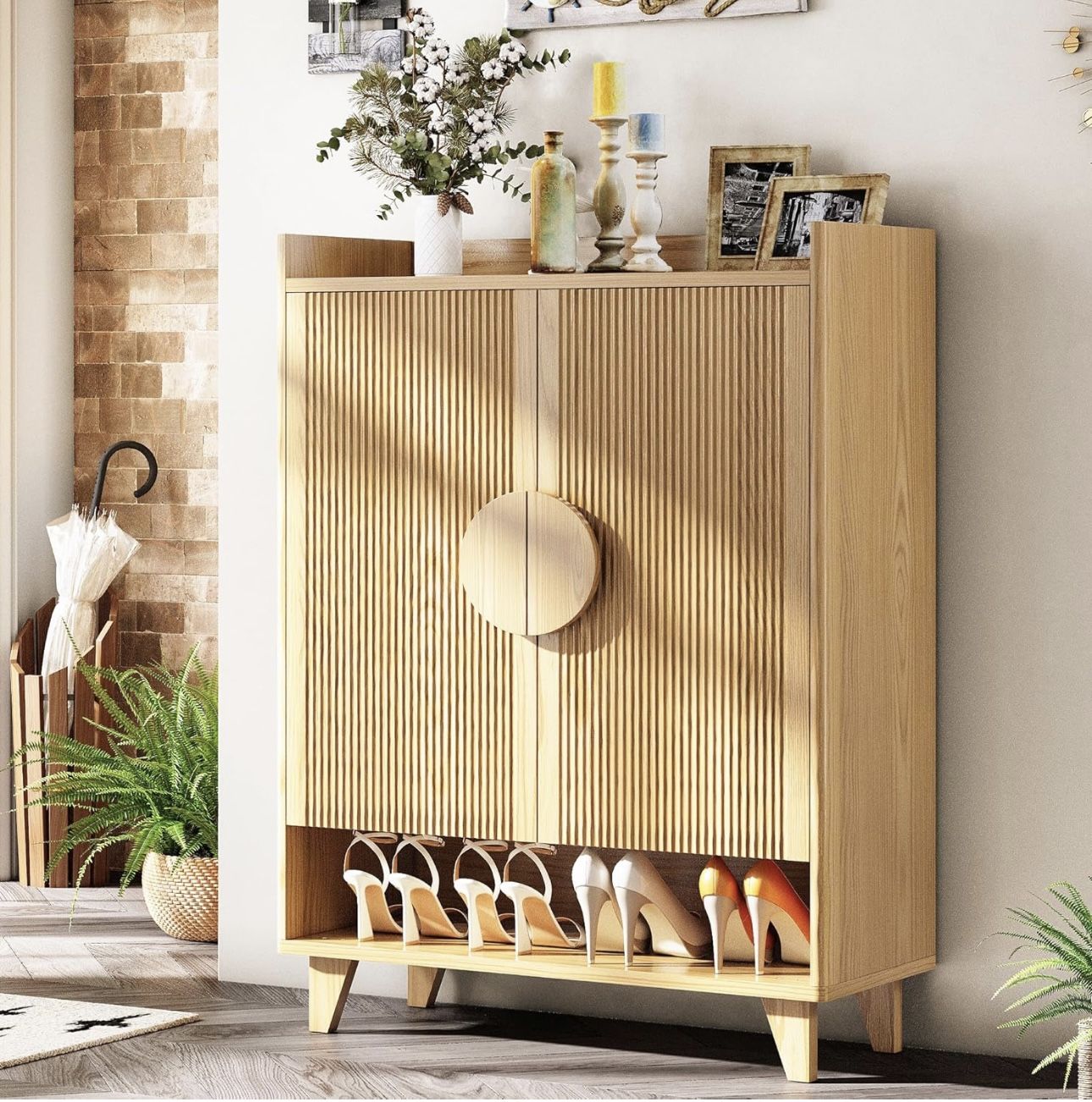 Shoe Storage Cabinet Adjustable Shelves Open Box Unused