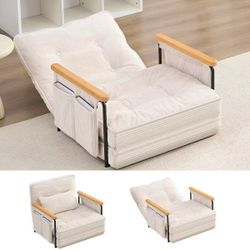 Muti-Functional Folding Floor Sofa Bed,1-Seater Lazy Futon Single Sofa with Pillows,6 Position Adjustable Backrest，Multiple Colors