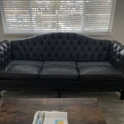 Free 8’ Blue Leather Sofa