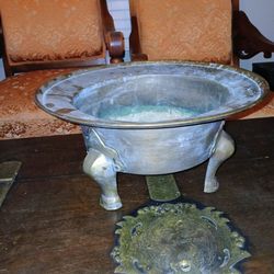 Antique Brass Brazier footed pot