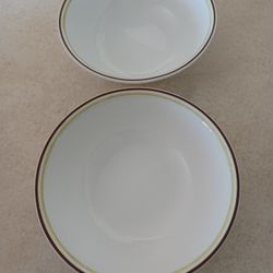 Two New Corelle Bowls,  Brown & Green Bands 