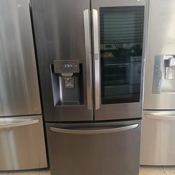LG REFRIGERATOR FRENCH DOOR, INSTAVIEW DOOR IN DOOR DARK GLASS✅$650✅ FREE DELIVERY AND INSTALLATION