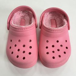 Pink Toddler Lined Crocs Size 8 