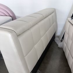 Queen Bed, Cream Colored 