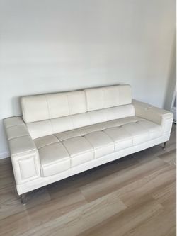2 Modern White Sofa with Adjustable Headrests – AS-IS (Peeling - See Photos)