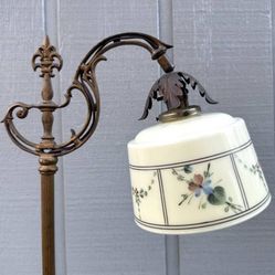 Early 1900s Antique Ornate Bridge Floor Lamp