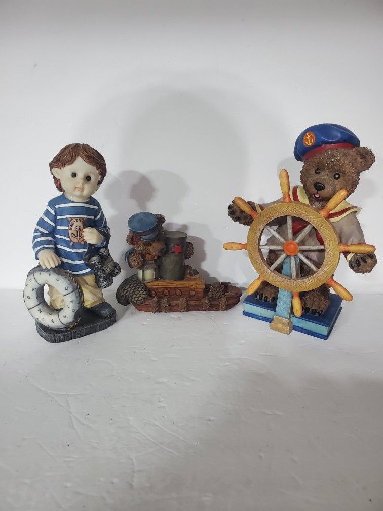 Resin Sailor Buddy And Bears All Three Figurines