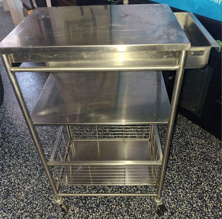 Kitchen Rolling Metal Shelf $25