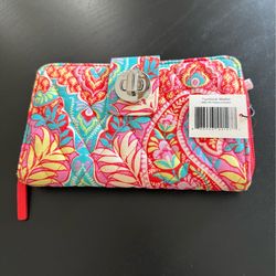 New Vera Bradley Turn lock  Zip Wallet Paisley In Paradise Print