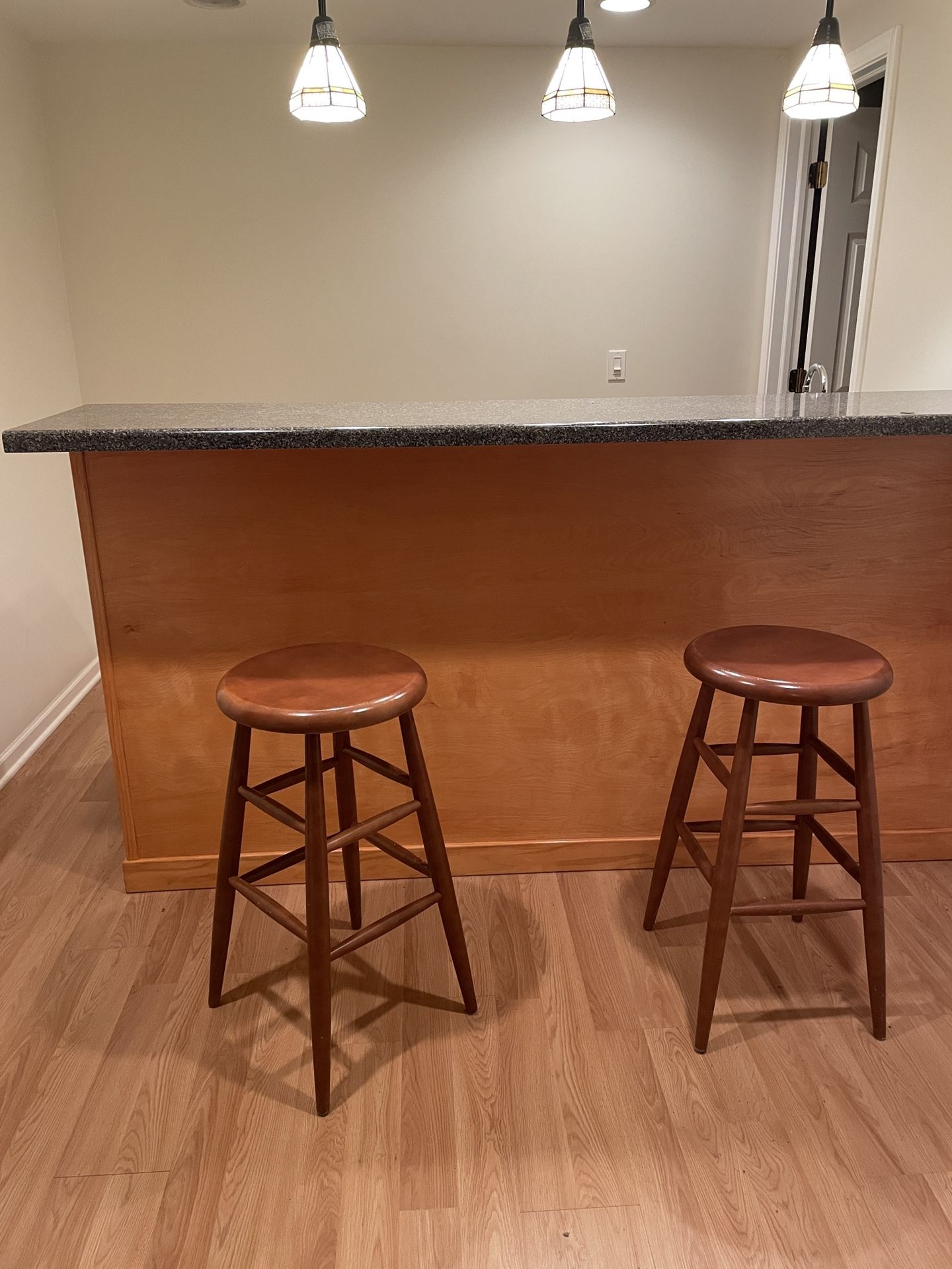Set of 2 Wooden Bar Stools