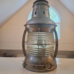 Vtg Brass Deck Nautical Ship Latern & Glass