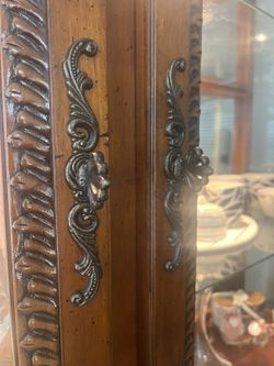 Elegant Lighted China Cabinet with Glass Shelves — Great Condition