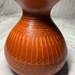 Vintage Navajo Hand Carved Pottery - Signed Woods