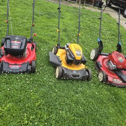 Lawn mowers for sale, see prices in description, prices vary, price for regular 175, self-propelled 190, and Hyundai 250, all work well and from the f