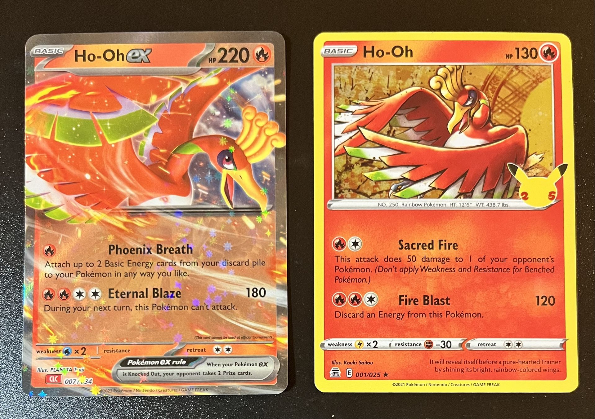 2 Pokemon Ho-oh Full Art Holo & Holo Celebrations