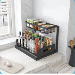 Cabinet Organizer 2 Tier Slide Out  Shelf 