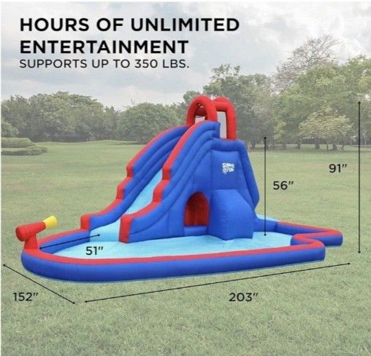 Inflatable Slide Bouncer, Inflatable Water Slide Park, Youngsters Inflatable Splash Pool Backyard Water Slide Park, Climbing Wall, Water Cannon, Two