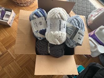 Box of Yarn! 6 Skeins and scraps