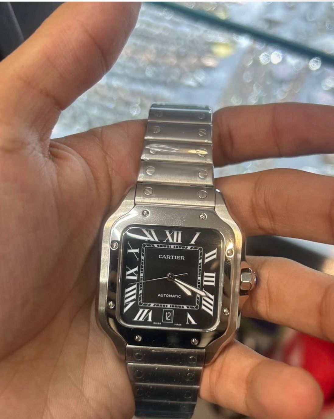 Cartier Men's Silver and Grey Watch