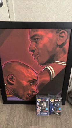 Kobe&mj painting plus 2 pop figures bundle