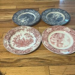 2dinner plates by liberty blue & 2 dinner plates by Spode 