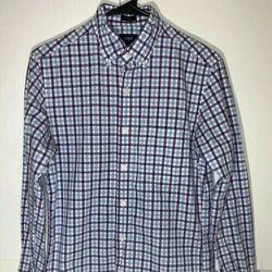 J. Crew Men's Shirt XS Slim Fit Purple Blue Plaid Button Down Cotton Flannel