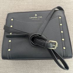 LONDON FOG Black Satchel/purse With Gold Studs