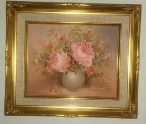 Antique Vintage Still Life Floral Pictures Set Of 2 Approx. 14" X 12" & 12" X 8"