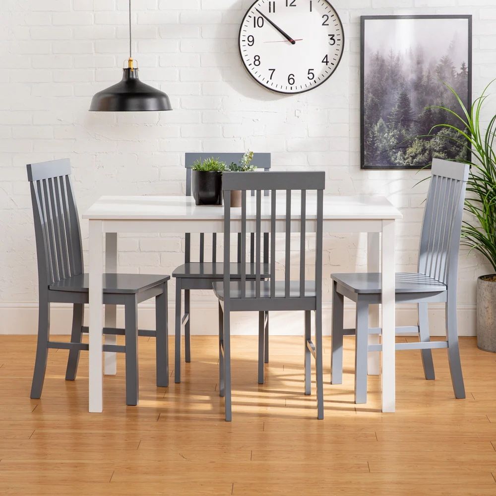 *BRAND NEW SEALED* 5-Peice Dining Set With X Back Chairs- White/Grey