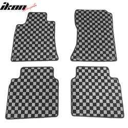 Fits 2019-2025 Nissan Altima Floor Mats Non-Slip Carpets Checkered Black Gray Plaid